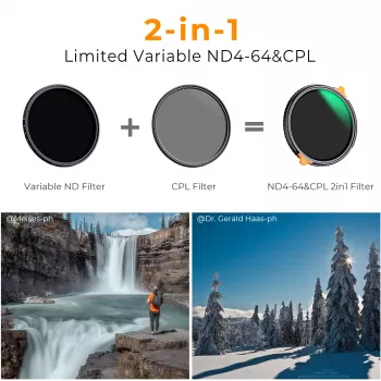 K&F Concept Nano-X Series 52mm Hybrid 2-in-1 Filter CPL + Variable ND4-ND64 (KF01.1911)