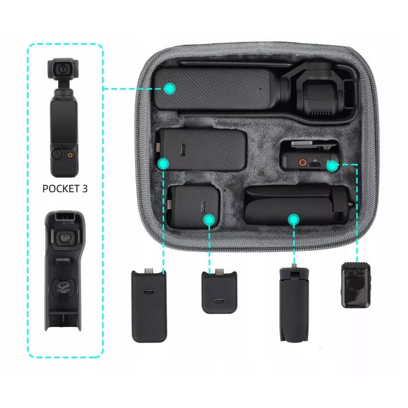 SUNNYLIFE Hard Protective Case for DJI Osmo Pocket 3 and Accessories, Black