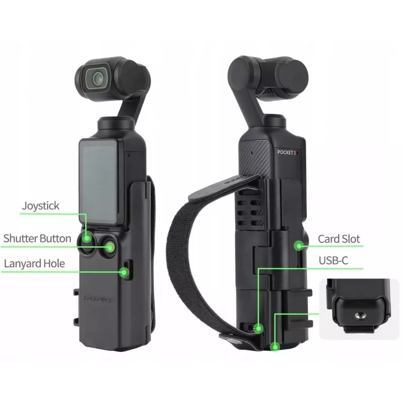 SUNNYLIFE Protective Frame Hand Grip for DJI Osmo Pocket 3 - Juoda