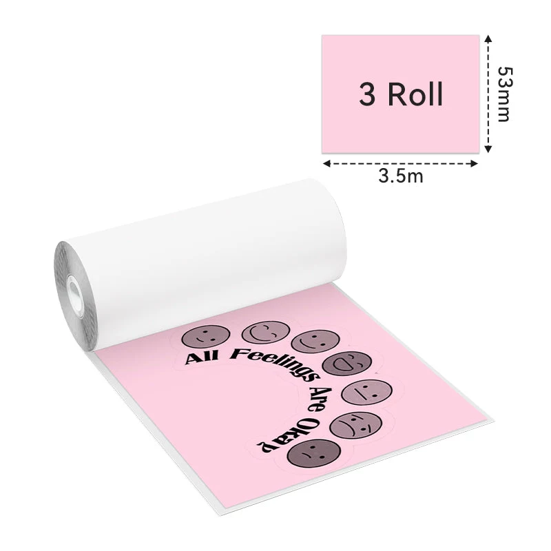 Phomemo Color Thermal Paper Rolls 53mm x 6.5m 3-Pack for T02 M02 PRO M03 M04S