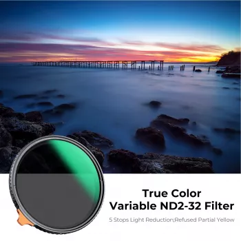 K&F Concept kintamo tankio ND filtras ND2-ND32 77mm True Color MRC Nano X