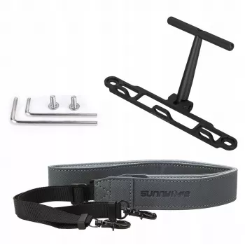 SUNNYLIFE Kaklo ir peties diržo laikiklis, skirtas DJI RC 2 / RC 1 nuotolinio valdymo pultui – juodas nailoninis audinys su aliuminio lydinio kabliais