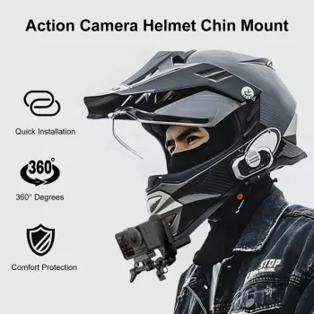 PULUZ Motociklininko šalmo smakro laikiklis, skirtas GoPro Hero 12 11 Mini 10 9 8 7 6 5 4 3+ Max - PU927B
