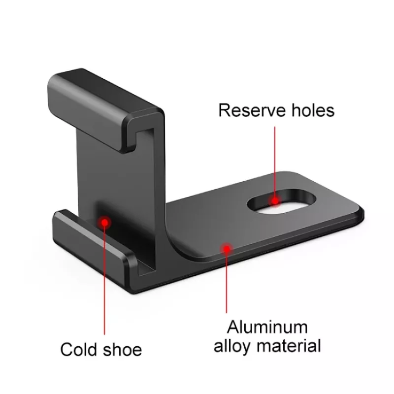 PULUZ 1/4 inch Adapter Mount Bracket for Insta360 X5/X4/X3/One X2 - Black Aluminum Alloy Cold Shoe