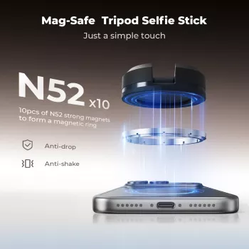 KF Selfie Stick Tripod 162cm Magnetic MagSafe išmaniesiems telefonams su nuotolinio valdymo pulteliu Kf09.139
