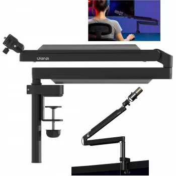 ULANZI ZJ05 Mikrofono žirklinė rankena su staliniu spaustuku, 690 mm siekis, juoda
