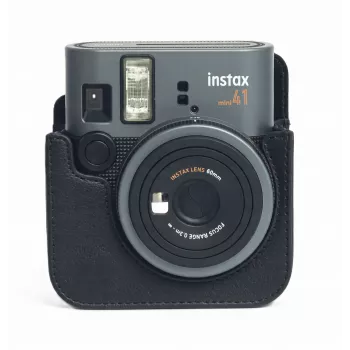 LOVEINSTANT Dėklas Fujifilm Instax Mini 41 – Juoda PU Oda su Petnešėle