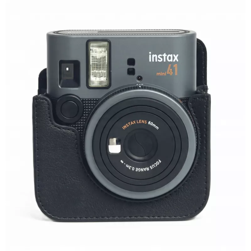 LOVEINSTANT Dėklas Fujifilm Instax Mini 41 – Juoda PU Oda su Petnešėle