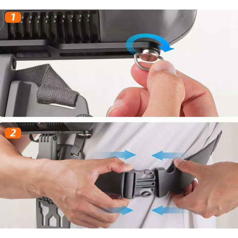SUNNYLIFE Chest Mount Strap, skirtas DJI RC Plus nuotolinio valdymo pultui – juoda