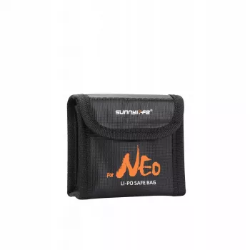 SUNNYLIFE Fireproof LiPo Battery Storage Bag for DJI Neo / Neo 2, Holds 3 Batteries, Black