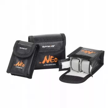 SUNNYLIFE Fireproof LiPo Battery Storage Bag for DJI Neo / Neo 2, Holds 3 Batteries, Black
