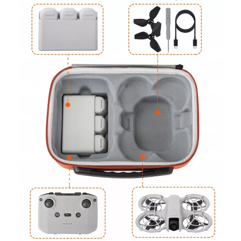 SUNNYLIFE Nešiojimo dėklas, skirtas DJI Neo, valdikliui ir priedams – oranžinis / NE-B864