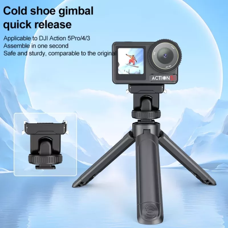 PULUZ greito atjungimo laikiklio adapteris 1/4 inch sriegiu ir šaltojo bato jungtimi, skirtas DJI Osmo Action 3/4/5 Pro PU727B
