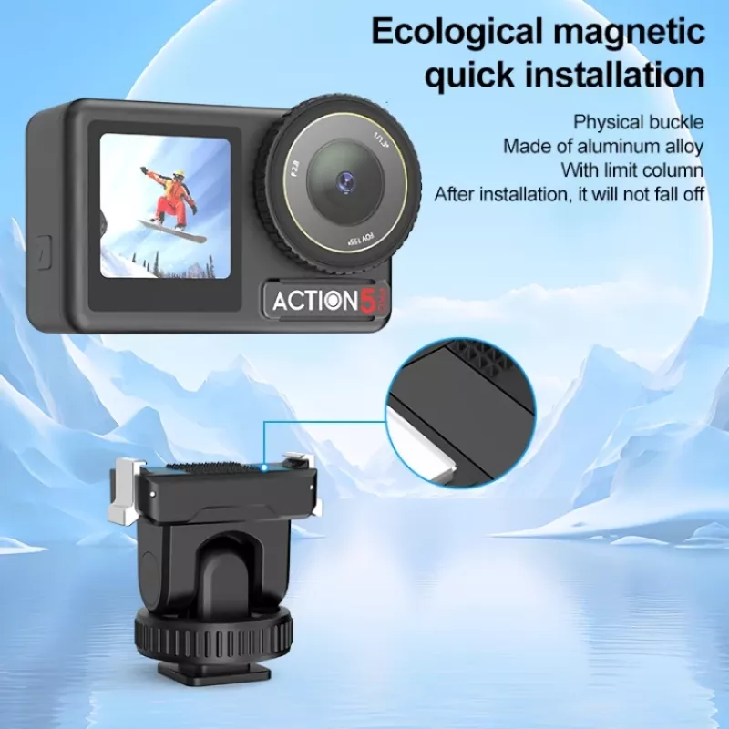 PULUZ greito atjungimo laikiklio adapteris 1/4 inch sriegiu ir šaltojo bato jungtimi, skirtas DJI Osmo Action 3/4/5 Pro PU727B