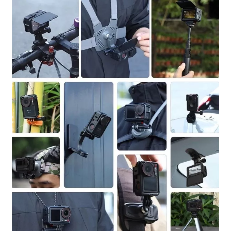 SUNNYLIFE Frame Mount + Lens Cover, skirtas DJI Osmo Action 5 Pro / 4 / 3 - Juoda