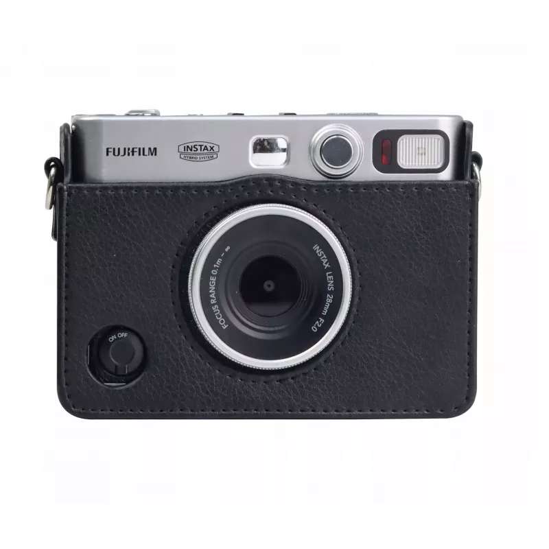 LOVEINSTANT 2-in-1 Protective Case and Tempered Glass Screen Protector Kit for Fujifilm Instax Mini Evo - Black