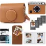 LOVEINSTANT 5-in-1 rinkinys: apsauginis dėklas + grūdintas stiklas + 64 kišenių fotoalbumas + fotokrepšys + rėmeliai, skirta Fuji Instax Mini Evo, ruda