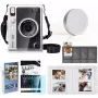 LOVEINSTANT 6-in-1 rinkinys: Skaidrus kietas dėklas + Grūdinto stiklo ekrano apsauga + 64 kišenių fotoalbumas + Objektyvo dangtelis + Nuotraukų rėmeliai + Peties dirželis, skirta Fujifilm Instax Mini Evo