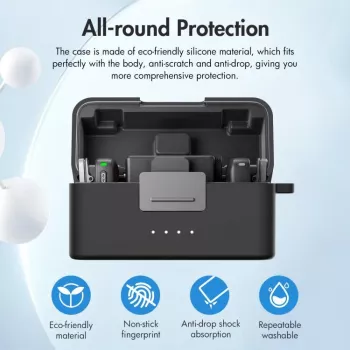 PULUZ Silikoninis apsauginis dangtelis DJI Mic Mini įkrovimo dėklui – juodas