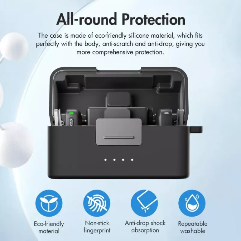 PULUZ Silikoninis apsauginis dangtelis DJI Mic Mini įkrovimo dėklui – juodas