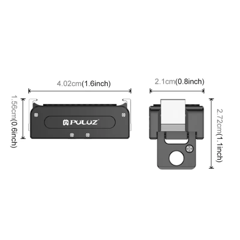 PULUZ 1/4 inch į GoPro laikiklio adapteris, skirtas DJI Osmo Action 5 Pro / 4 / 3 - juodas