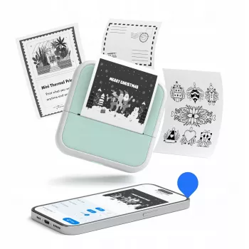 LOVEINSTANT S1 Bluetooth terminis spausdintuvas nuotraukoms, lipdukams, užrašams, etiketėms, 53 mm, 203 dpi, žalias