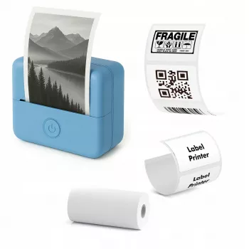 LOVEINSTANT X6 Bluetooth terminis spausdintuvas nuotraukoms, lipdukams, užrašams, etiketėms su AI programėle, mėlynas