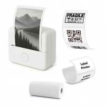 LOVEINSTANT X6 Bluetooth terminis spausdintuvas nuotraukoms, etiketėms, užrašams, lipdukams, su DI programa, baltas