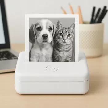 LOVEINSTANT X6 Bluetooth terminis spausdintuvas nuotraukoms, etiketėms, užrašams, lipdukams, su DI programa, baltas