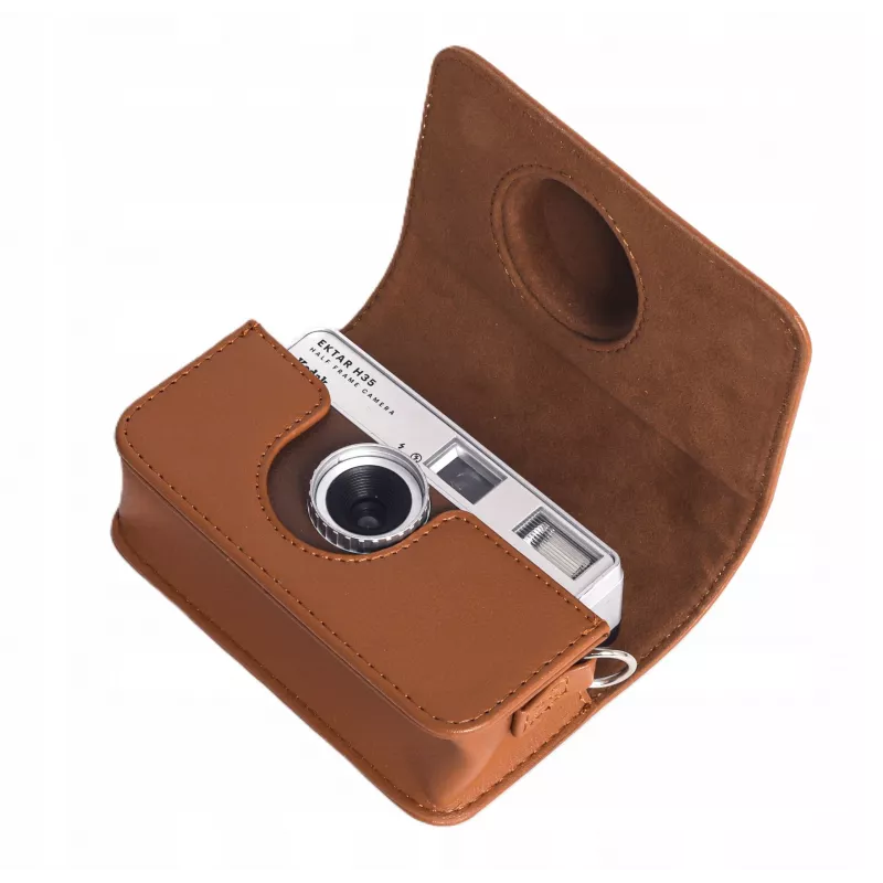 LOVEINSTANT apsauginis dėklas Kodak Ektar H35 / H35N / Ultra F9 fotoaparatams, PU oda, rudas, su nuimamu peties dirželiu