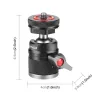 PULUZ Mini Ball Head 3D su 1/4 colio varžtu ir 2 Cold Shoe laikikliais, keliamoji galia 3 kg, juoda PU3075B