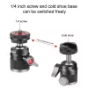 PULUZ Mini Ball Head 3D su 1/4 colio varžtu ir 2 Cold Shoe laikikliais, keliamoji galia 3 kg, juoda PU3075B