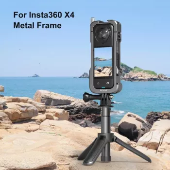 PULUZ Frame Mount Protective Case su 2x Cold Shoe laikikliais ir objektyvo dangteliu, skirta Insta360 X4 (PU981B)