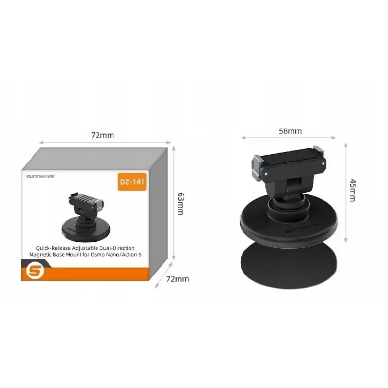 SUNNYLIFE Quick Release Mount 1/4 inch su magnetiniu pagrindu, skirtas DJI Osmo Nano / DJI Action 6 / DZ-141-D