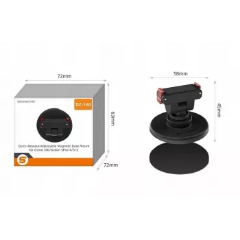 SUNNYLIFE Magnetic Quick Release Mount 1/4 inch Base for DJI Osmo Action 5 Pro 4 3 2 / Insta360 - Black