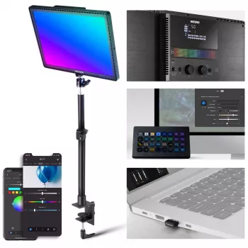 NEEWER GL1C RGB LED vaizdo šviestuvas 48W su reguliuojamu stovu, CRI≥97, 2.4G nuotolinio ir programėlės valdymu