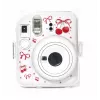 LOVEINSTANT Hard Protective Case for Fujifilm Instax Mini 12 - Red Cherries Pattern with Shoulder Strap