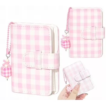 LOVEINSTANT Pocket Photo Album for 28 Instax Mini Photos - Grid Pattern - Pink