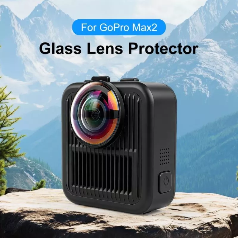 PULUZ 2x Grūdinto stiklo lęšių apsauga, skirta GoPro Max 2 – juodas rėmelis