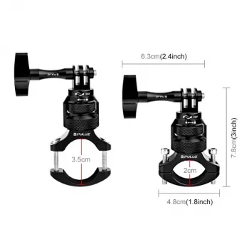 PULUZ PU796B 360° vairo laikiklis motociklui/dviratiui, skirtas GoPro SJCAM Xiaomi DJI