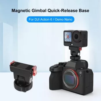 PULUZ PU1071B magnetinis greito atleidimo laikiklis su 1/4 ir ISO jungtimis, skirtas DJI Osmo Action 6 / Nano