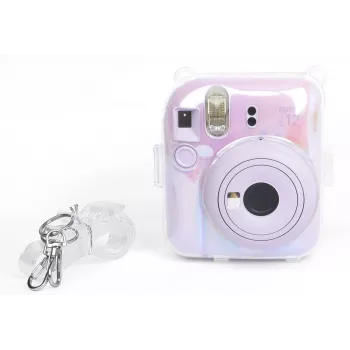 LOVEINSTANT 2-in-1 rinkinys: Dėklas ir nuotraukų dėžutė Fuji Instax Mini 12, permatomas blizgantis