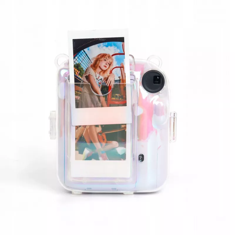 LOVEINSTANT 2-in-1 rinkinys: Dėklas ir nuotraukų dėžutė Fuji Instax Mini 12, permatomas blizgantis