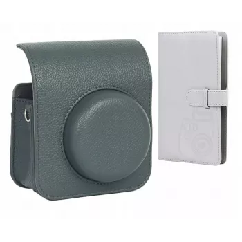 LOVEINSTANT Camera Case & Photo Album Set, Fujifilm Instax Mini 41, Grey, talpina 96 nuotraukų