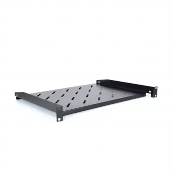 RACKTEL RL-PD600S 1U 19 colių priekinio montavimo lentyna, 600 mm gylis, 20 kg apkrova, juoda (RAL 9005)