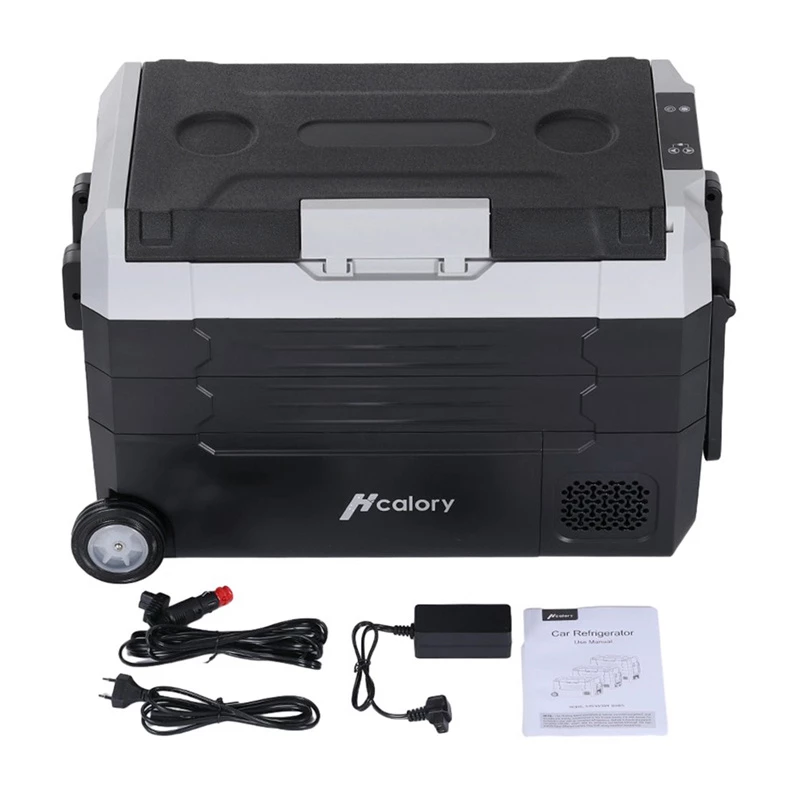 HCALORY D55M+ Automobilinis šaldytuvas su Bluetooth, 55L, kompresorius, -20°C iki +20°C, DC 12V/24V, AC 100-240V, juodas