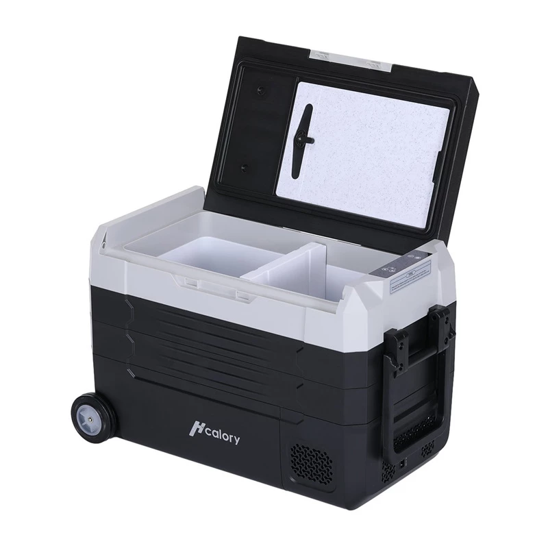 HCALORY D55M+ Automobilinis šaldytuvas su Bluetooth, 55L, kompresorius, -20°C iki +20°C, DC 12V/24V, AC 100-240V, juodas