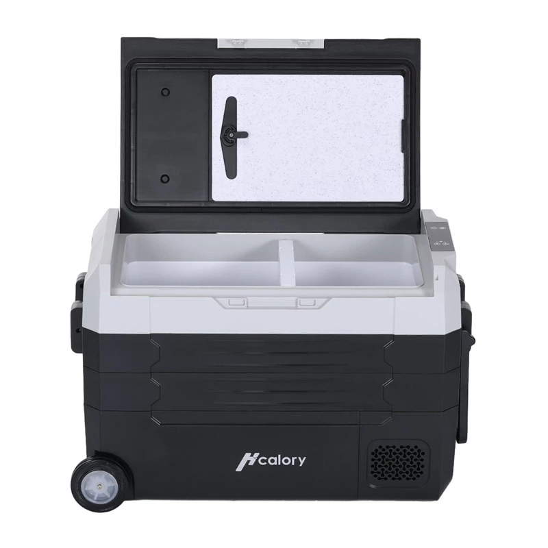 HCALORY D55M+ Automobilinis šaldytuvas su Bluetooth, 55L, kompresorius, -20°C iki +20°C, DC 12V/24V, AC 100-240V, juodas