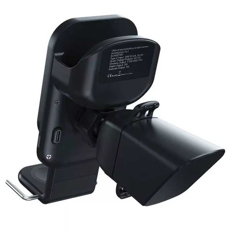 Beline automobilinis laikiklis su belaidžiu įkrovimu 3-in-1 išmaniajam telefonui, Apple Watch, AirPods - BLNWCH01