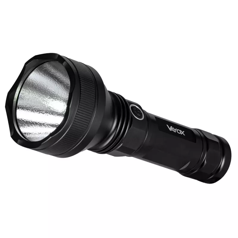 VAYOX VA0109 įkraunamas taktinis žibintuvėlis, 1900 lm, 20 W, 5000 mAh, USB-C, IPX5